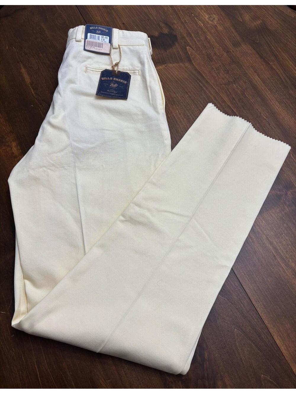 NWT Men’s Bills Khakis 100% Cotton Light Yellow Pleated Dress Pants Size 35